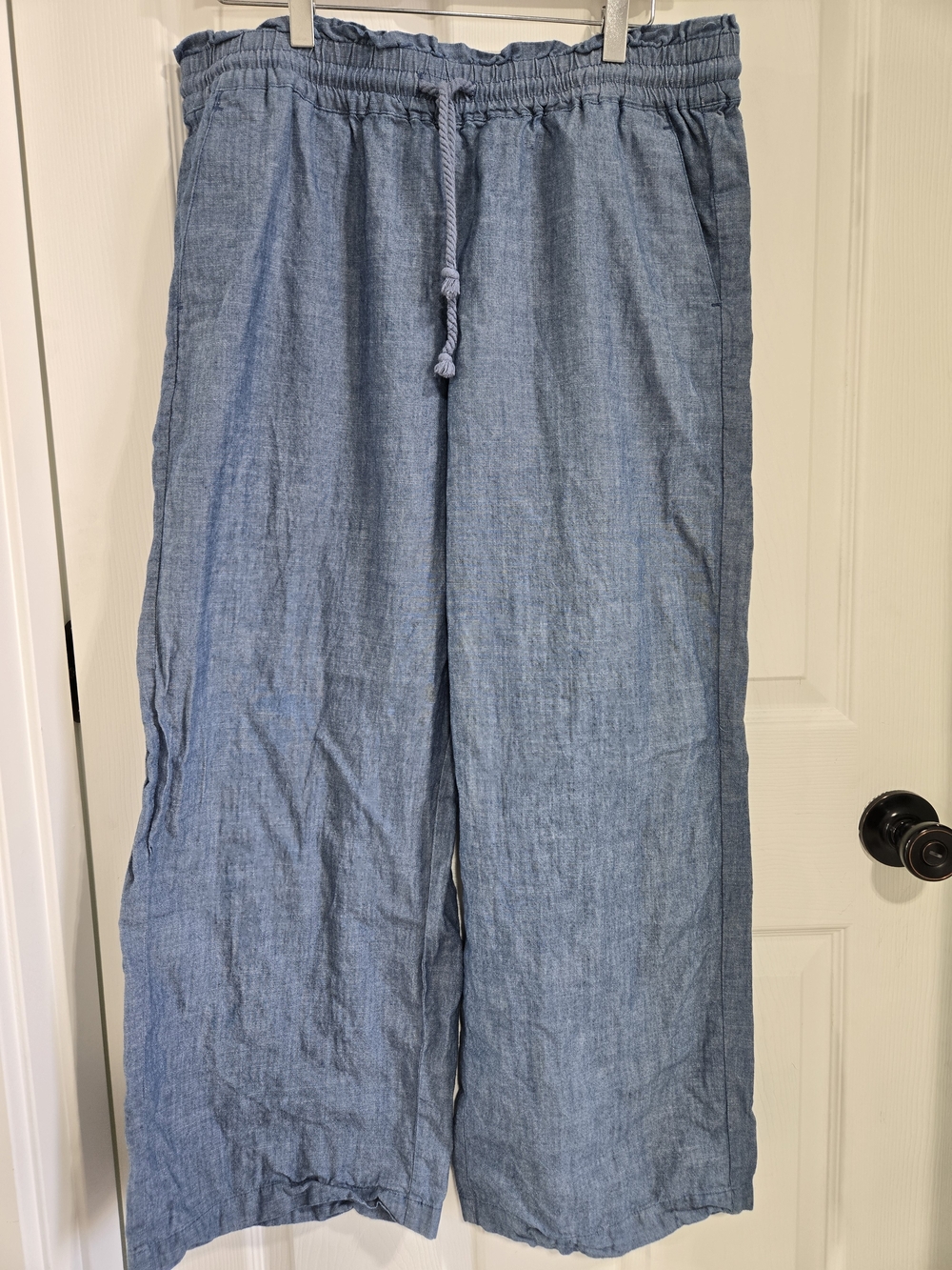 J CrewLight Blue Womens Drawstring Wide-Leg Pants Size 12